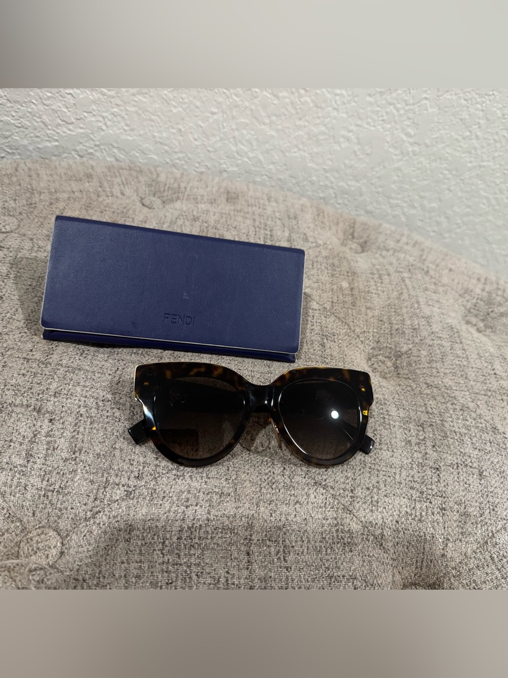 Fendi Women's Tortoiseshell Cat-Eye Sunglasses with Gold Trim